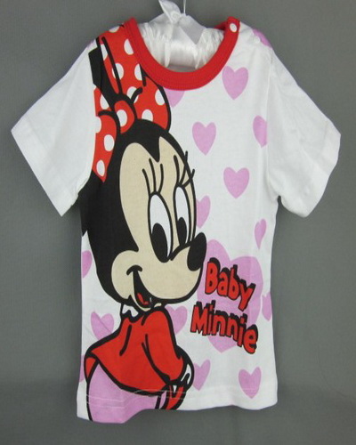 girl tees white red color with Mickey and words - Click Image to Close